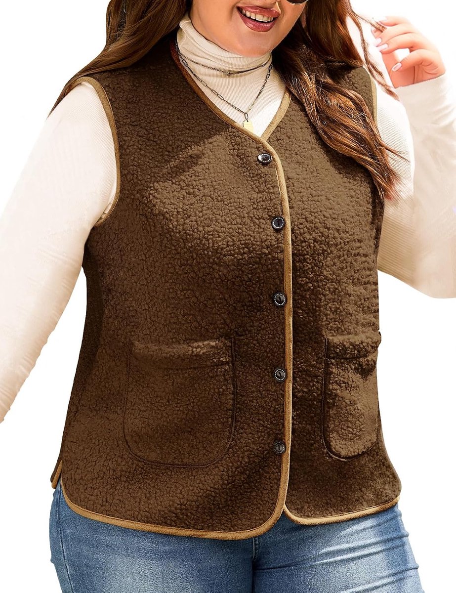 Girl Damesvest, mouwloos, fleecejas, winter, warm, bont, knoop, jas, grote maat, chique, warm, waistcoat, kort, elegant, sherpa-vesten, molton, jassen met zakken