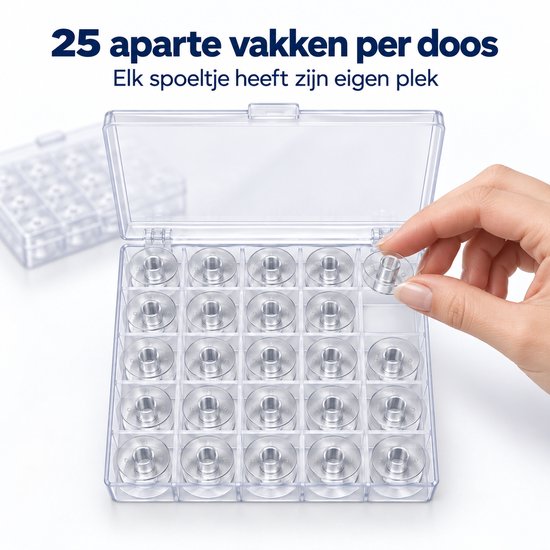 ** 2 ** SINGER-compatibele / Doosjes met 2x25 naaimachine spoeltjes (** 50st! **)- spoelendoos spoelen naaien naai machine / Ook compatibel met Brother A-serie, F-serie en NV1100, NV1300, Pfaff-stroom. (behalve Expression-serie en Select-serie) van Merkloos — afbeelding 5