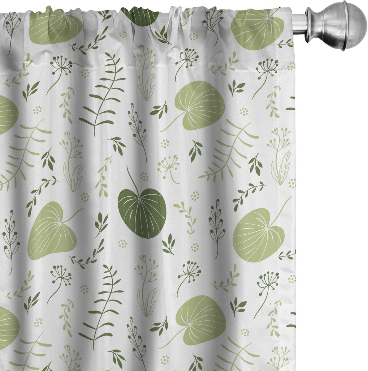 ABAKUHAUS Vintage Palm Raamgordijnen, Rond Botanisch Motief, Lichtgewicht decoratieve 2-delige set met roedezak, 2 stuks 75 cm B x 245 cm L, wit en Meerkleurig