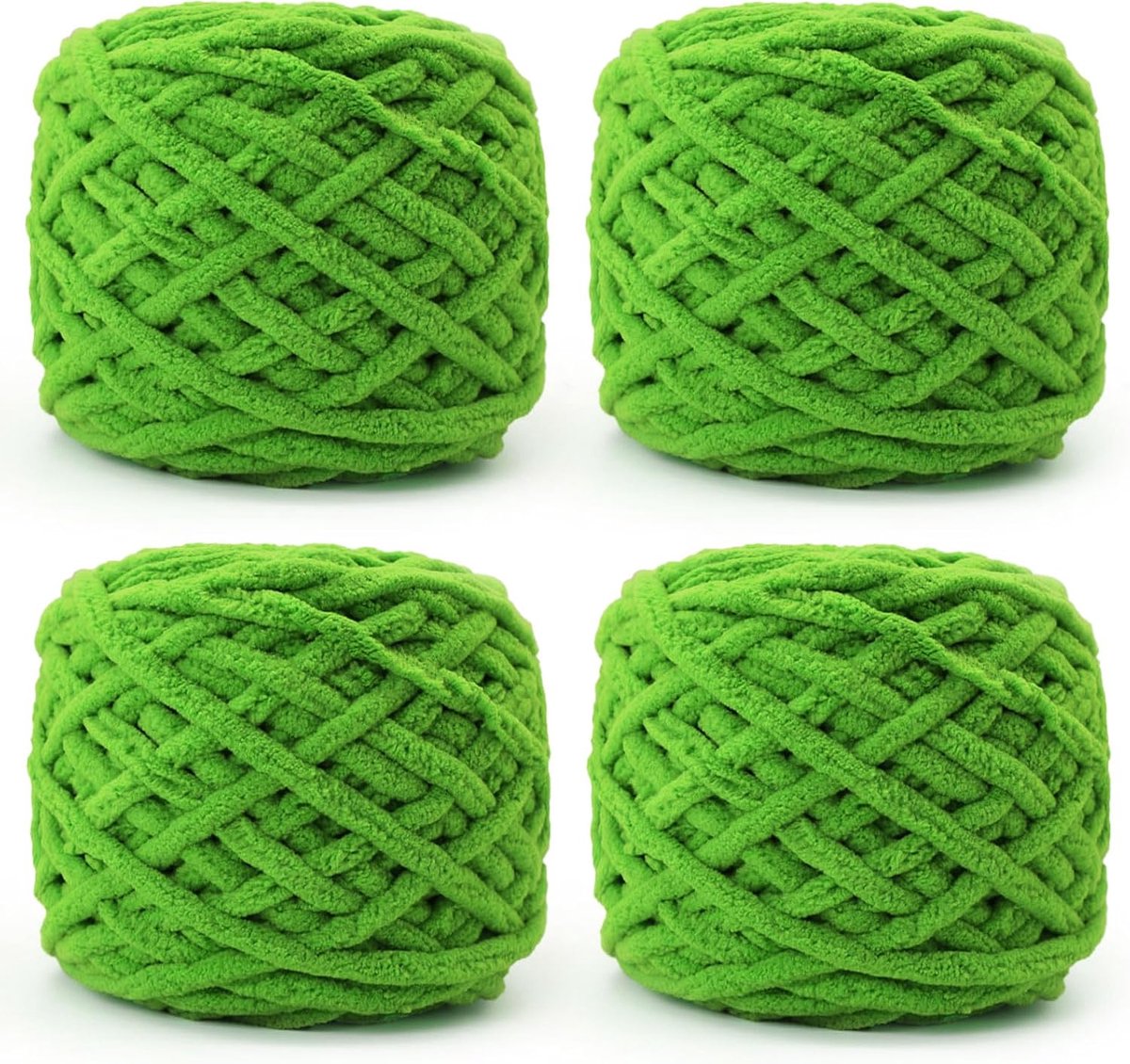 Gebreide Wollen bol, 4 x 100 g, Dikke Wolbol voor Naalden 7-8 mm, Dikke Haakwol, Ideaal Voor Het Breien van Mutsen, Sjaals, Truien en Pantoffels (Fruitgroen)