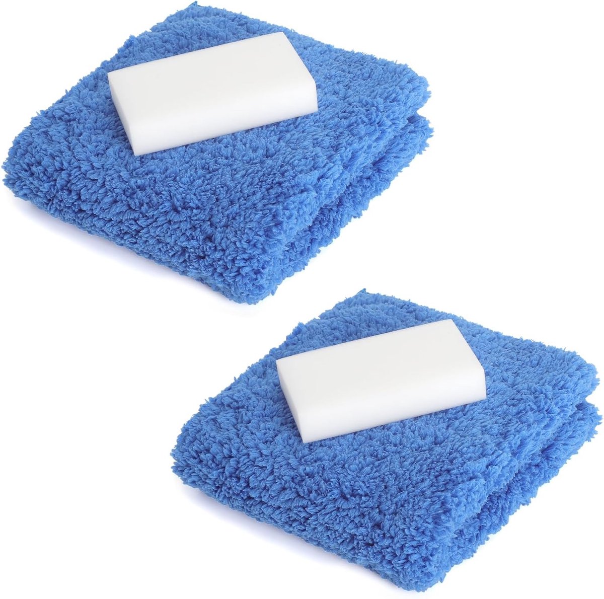 (2 stuks reinigingsdoeken 35 cm x 35 cm en 2 stuks reinigingssponzen 10 cm x 6 cm x 2 cm), afwashandjes, wasbaar, zeer absorberend, zacht, vochtig en droog, voor