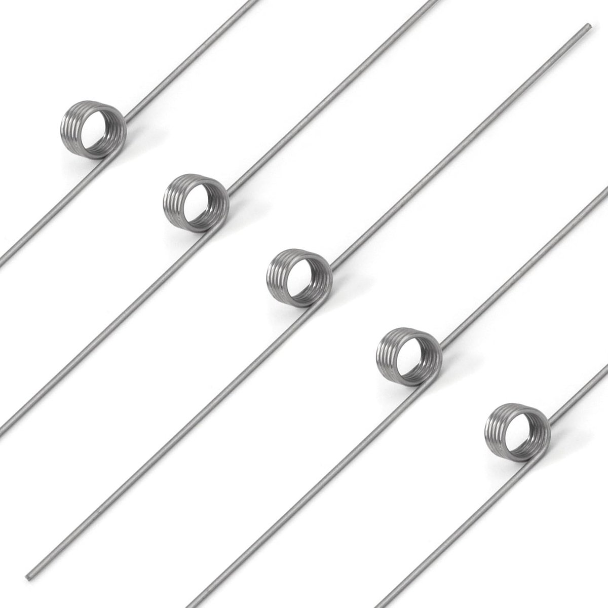 Torsieveren, draaddiameter 0,5 mm, binnendiameter 3 mm, armlengte 30 mm, hoek 180 graden, 5 omwentelingen, links, 0,5 x 3 x 30 mm