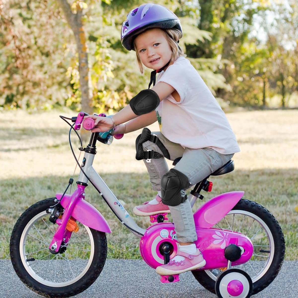 Kniebeschermerset voor kinderen, 6-in-1 beschermers, inlineskates, beschermingsuitrusting met polsbeschermers en elleboogbeschermers voor skateboard, inline skates, hoverboard, fiets