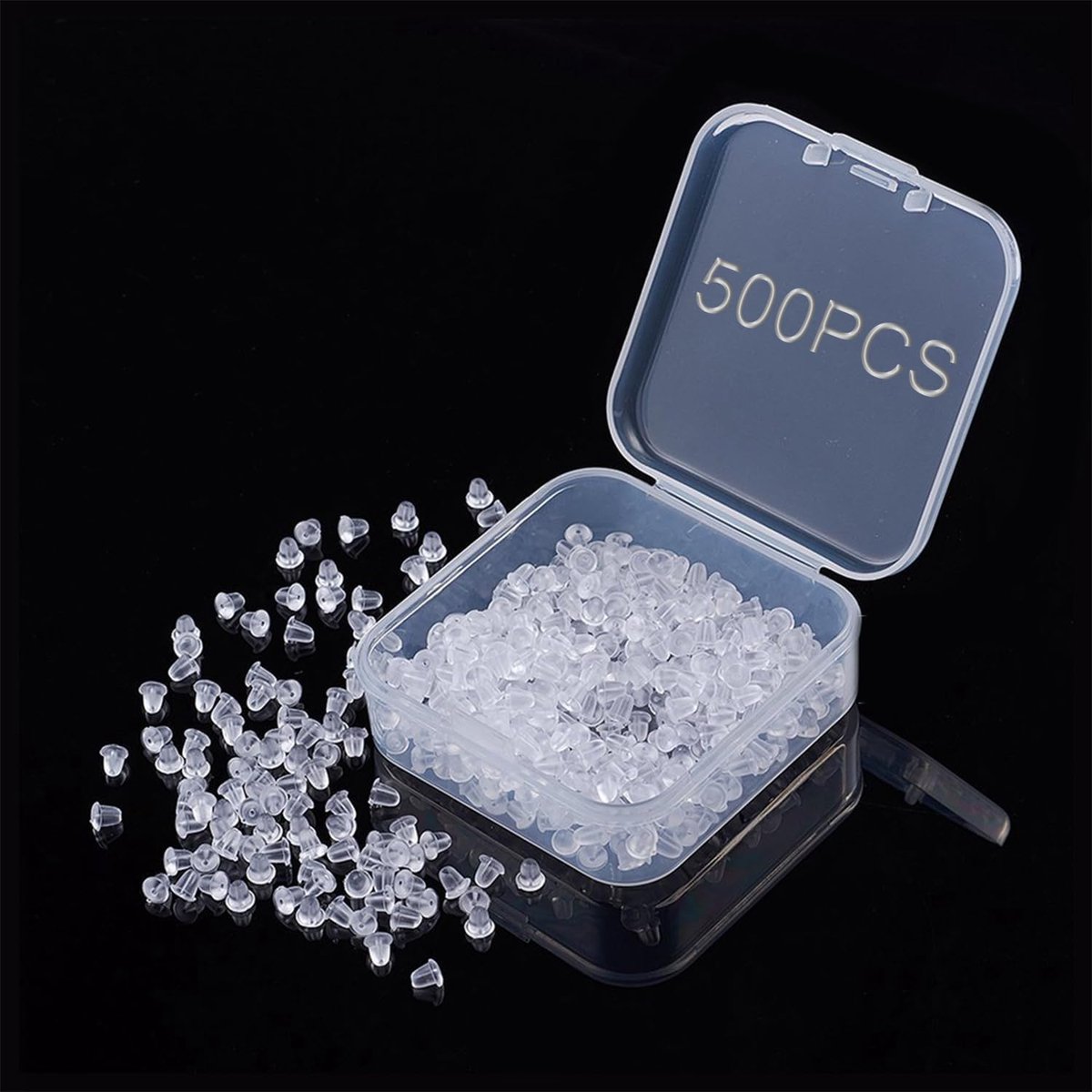 500 fermoirs pour boucles d'oreilles, fermoirs transparents en silicone et coussinets en caoutchouc souple, anti-perte sécurisés pour fournitures de bijoux DIY