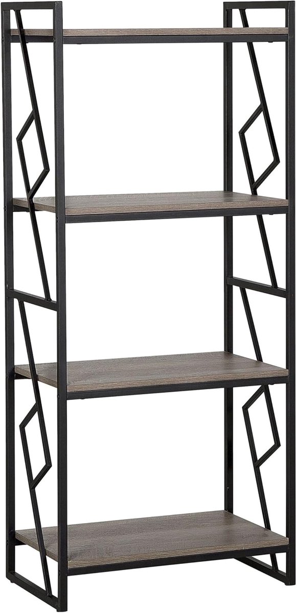 4 laags boekenkast woonkamer boekenkast metalen frame hout afwerking Forres