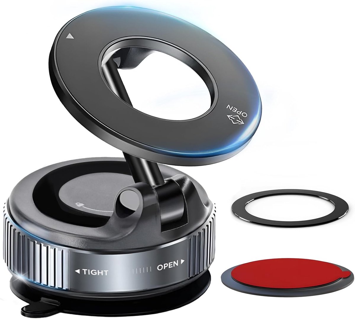 Mobiele telefoonhouder voor in de auto, vacuüm magnetische telefoonhouder voor in de auto, 360 graden draaibaar, inklapbaar, draagbaar, magnetische telefoonhouder voor alle mobiele telefoons