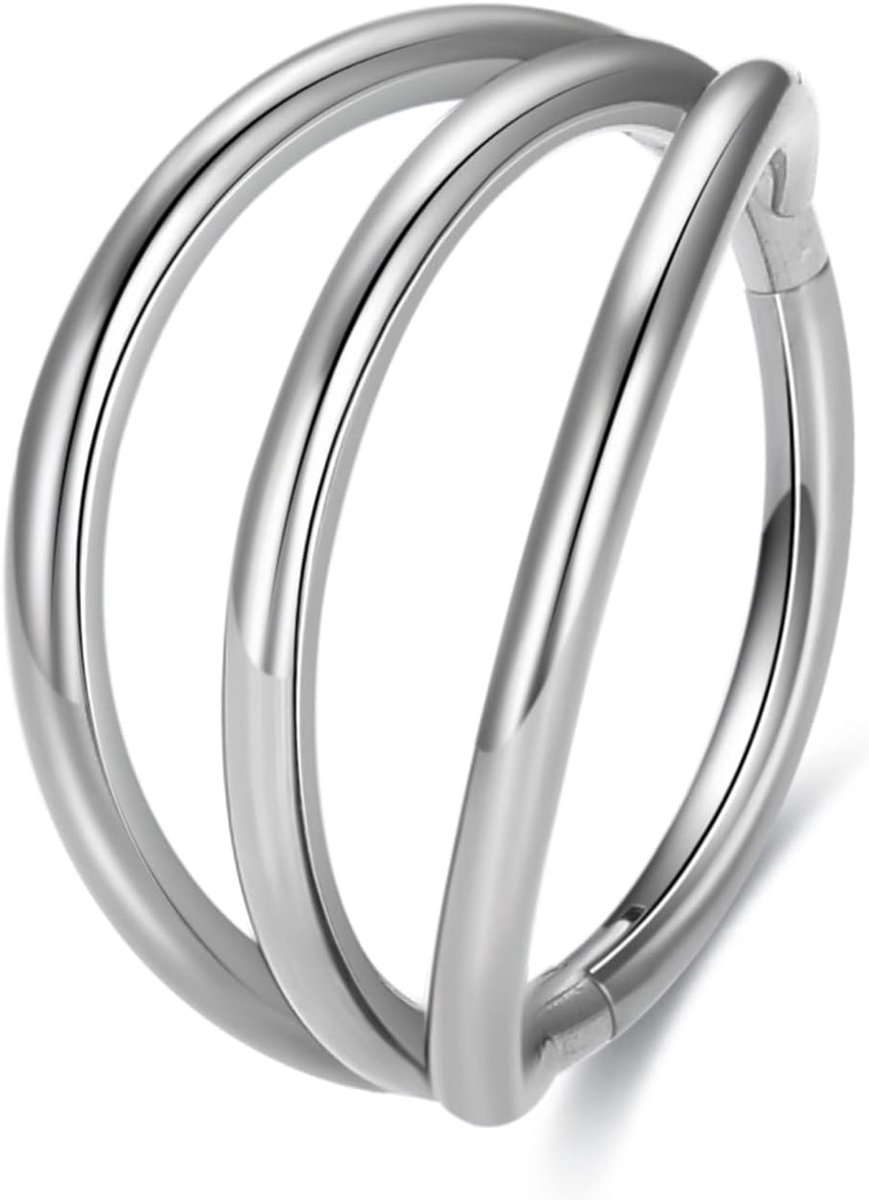 Ringen voor gevoelige huid, 16G septum clicker neusring, druppelvormige dubbele drievoudige neusring 6 mm 8 mm 10 mm 12 mm, Kristal
