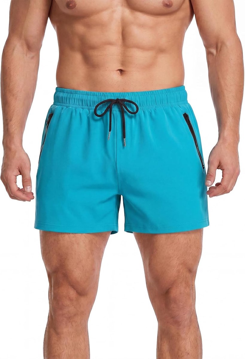 Sneldrogend Zwemshort voor Heren Strandshort met Mesh-voering Zomer Boardshort met Rritssluiting en Verstelbaar Trekkoord voor Strandzwemmen
