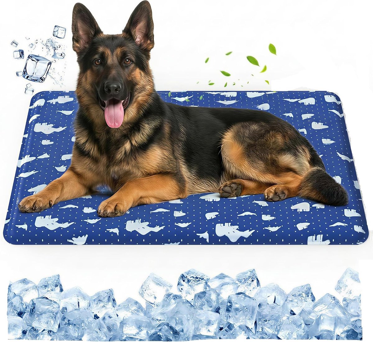 Petnf Koelmat voor honden Groot 120 x 70 cm, zelfkoelende koeldeken voor honden in de zomer, antislip koelmat voor dieren voor thuis, onderweg of in de auto, duurzame grote hondenkoelmat
