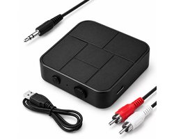 Bluetooth Transmitter Receiver 2-in-1 - Draadloze Audio Zender en Ontvanger - 3.5MM AUX / RCA - BT 5.0 - Zwart