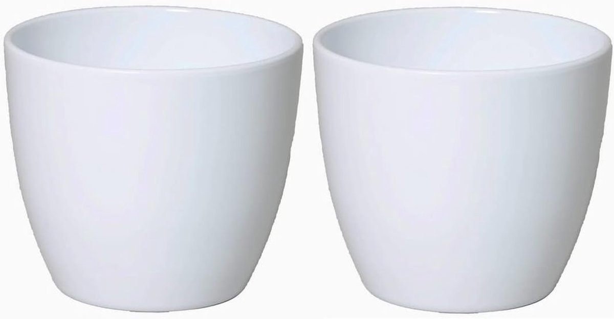 Bloempot in kleur glanzend wit keramiek voor kamerplant H13.5 x D15.5 cm- plantenpotten binnen