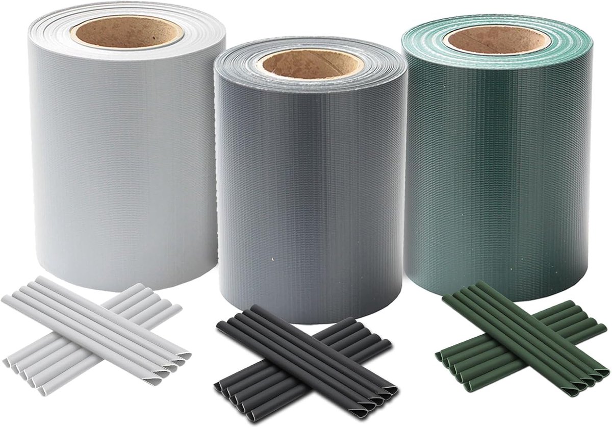 Stroken voor tuinhek, 200 m x 19 cm, pvc, inclusief 180 clips, weerbestendig, 450 g/m², balkon, dubbelstaafmat hekwerk, antraciet