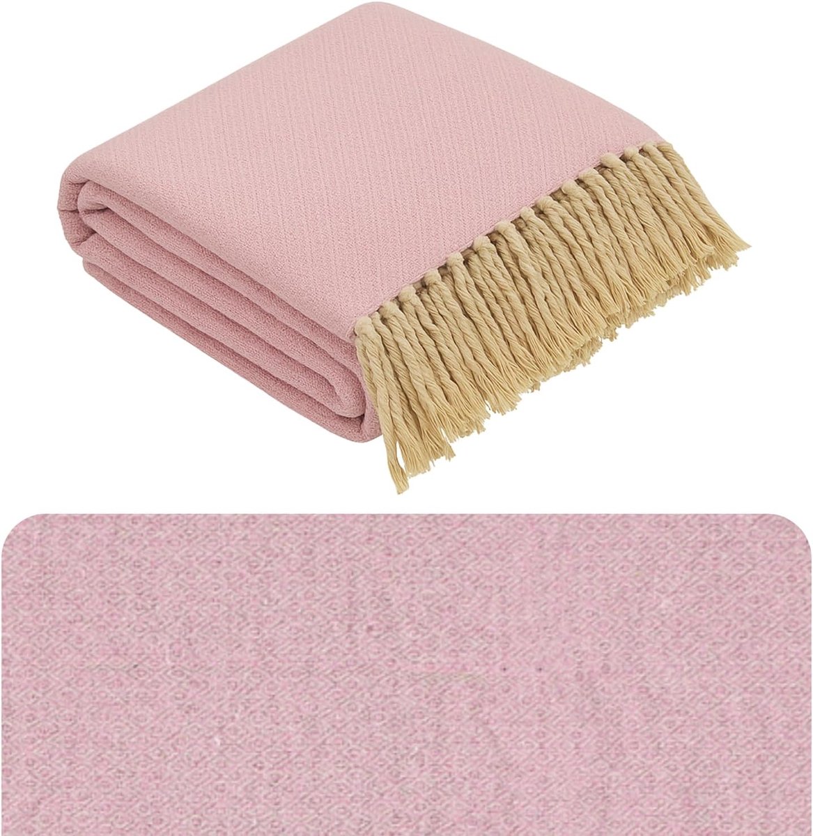 Sprei, roze, 125x150 cm, van katoen, boho-moderne decoratie