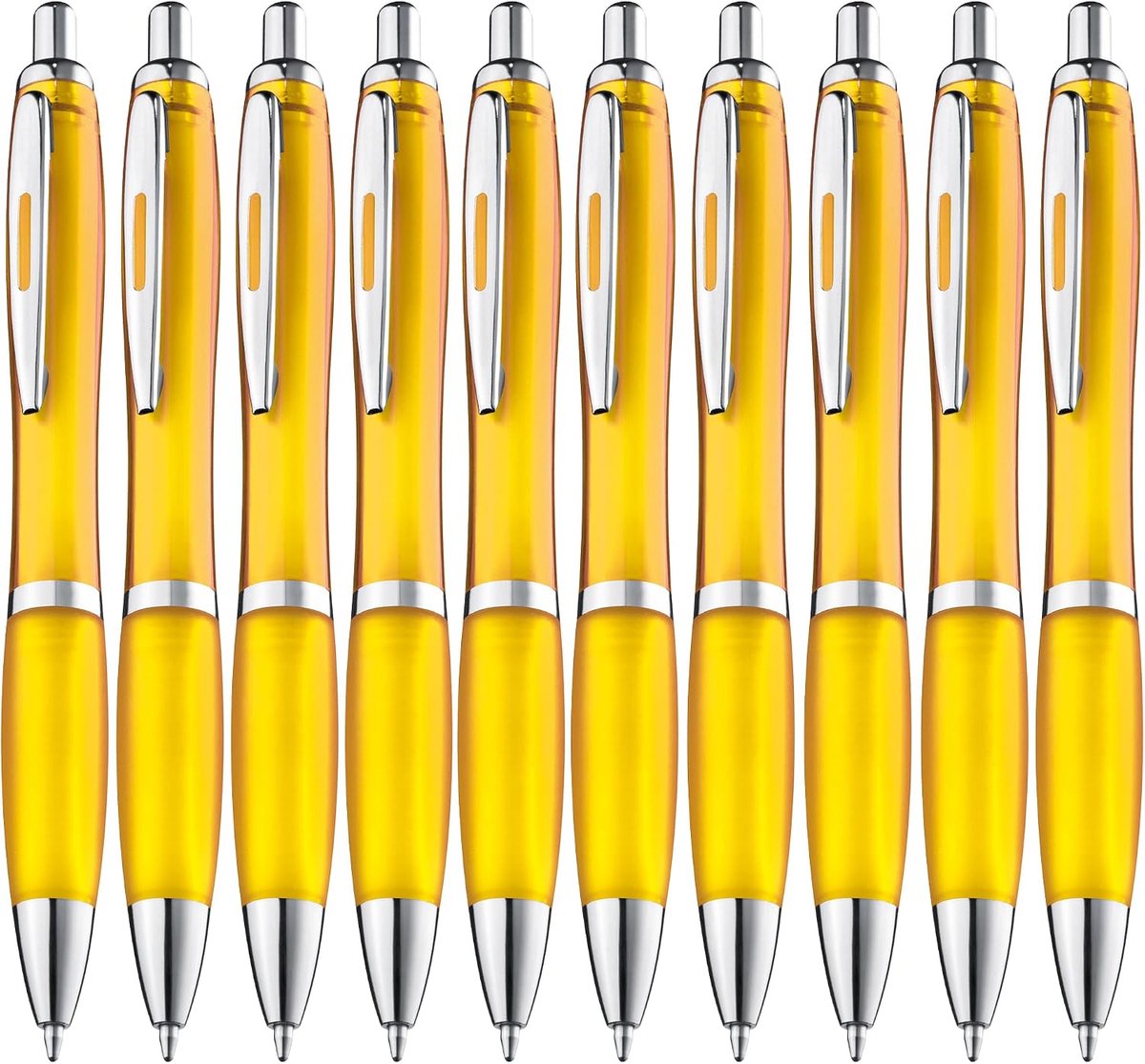 Balpen, 20 stuks, premium balpenset, hoogwaardig, antislip pen voor eenvoudig en zacht schrijven, blauwschrijvende balpen, geel