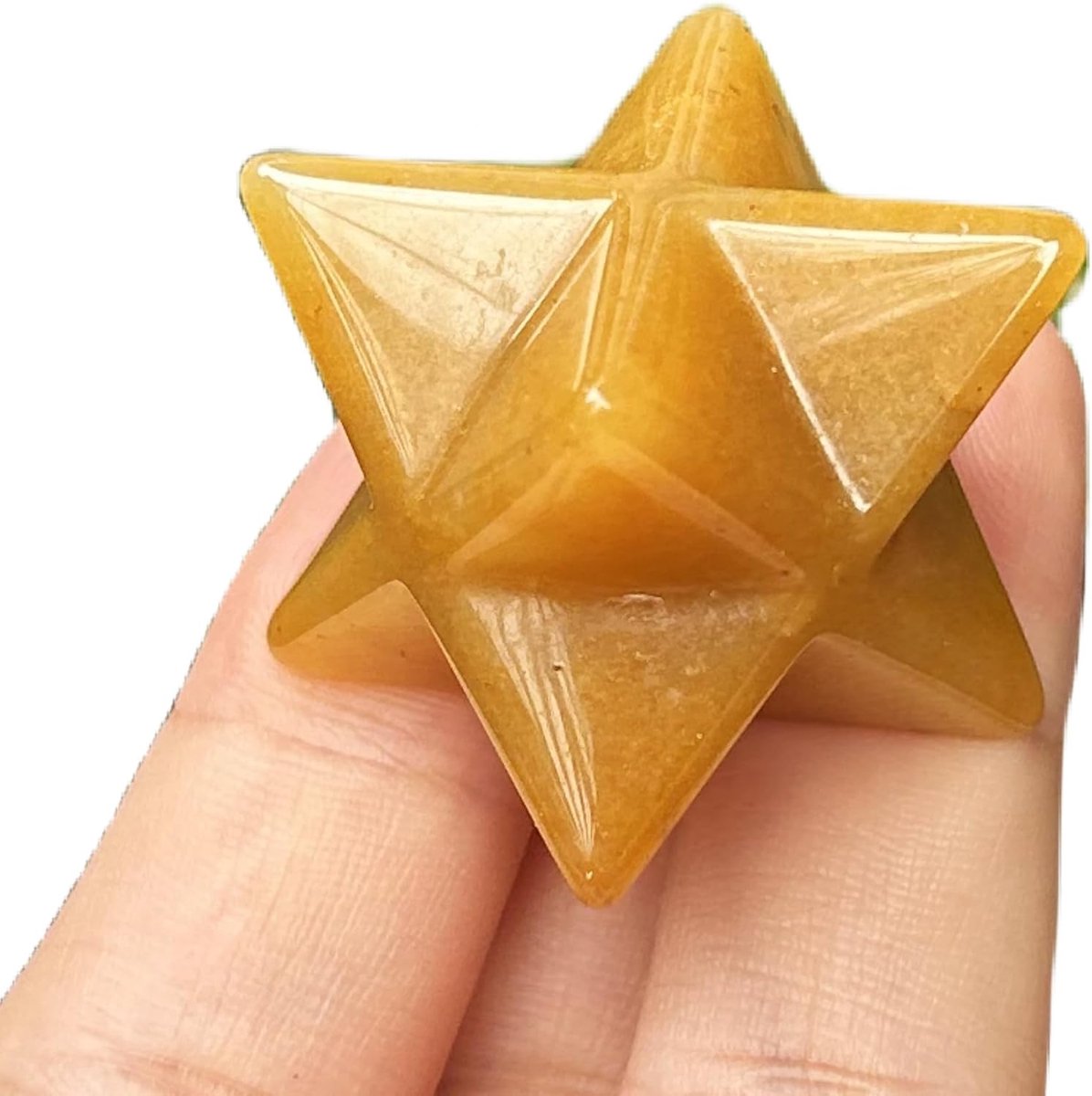 gele jade Merkaba kristalbescherming heilige meditatie energie genezende chakra, 1 inch zeshoekige sterkristallen en helende steen