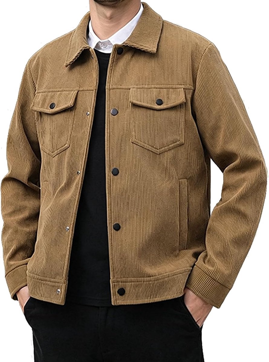 Heren corduroy hemd button down dunne jas heren