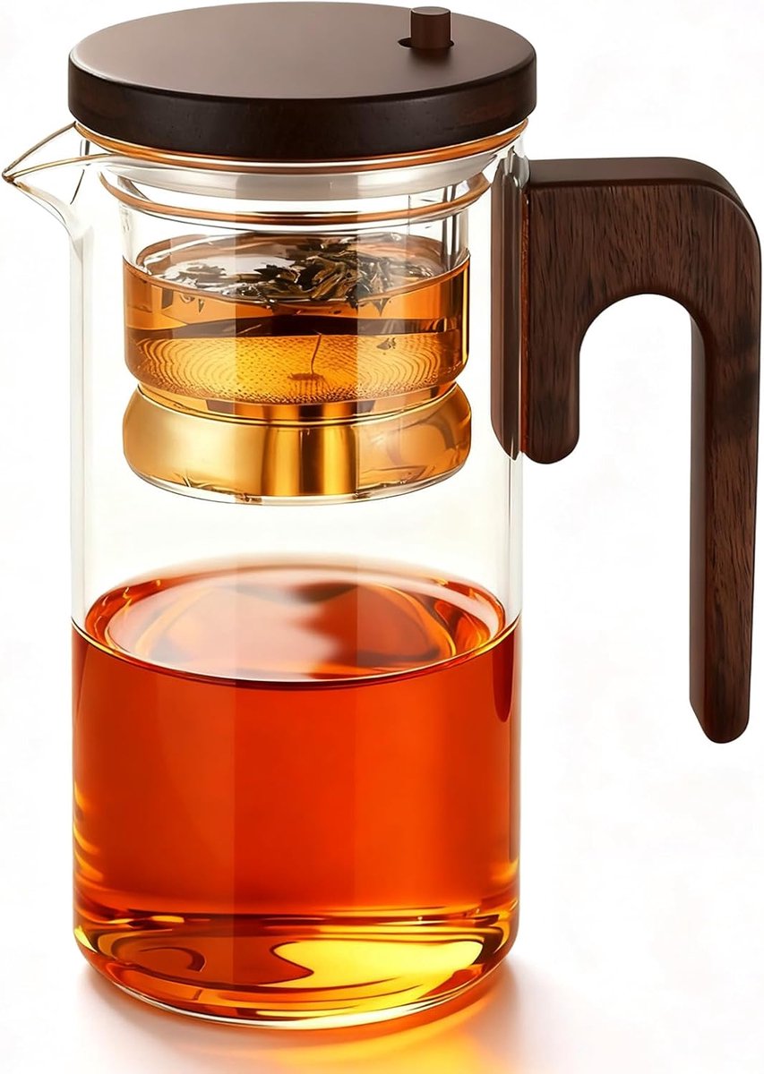 800 ml glazen theepot met theezeef: hoog borosilicaatglas, magische waterscheidingstheepot voor losse thee, transparant, voor thuis, kantoor en hotel