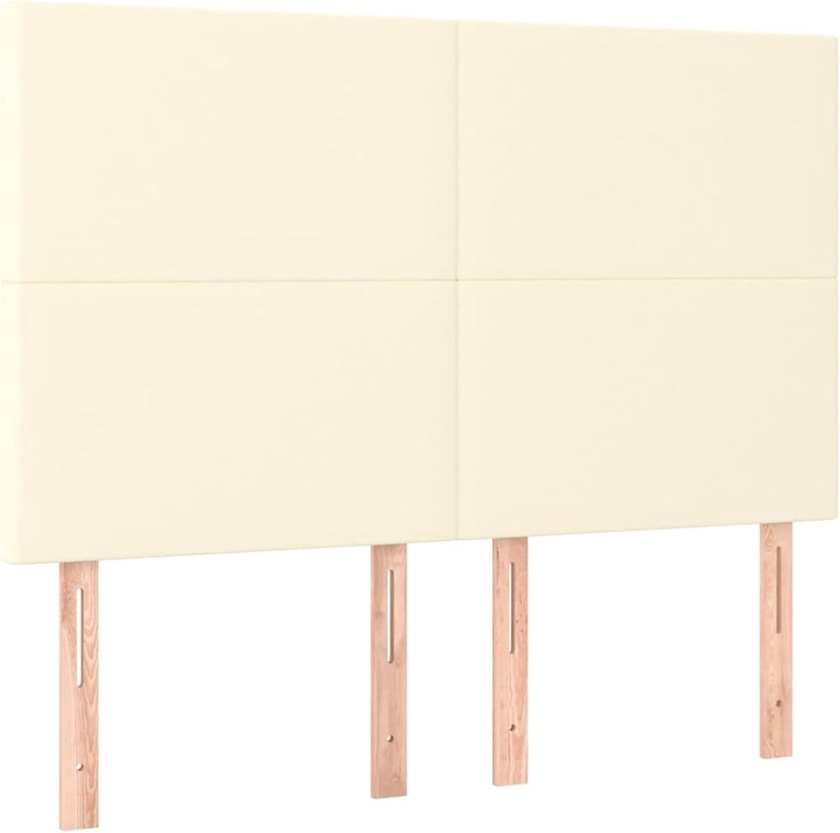 Hoofdeinde, crème, 144 x 5 x 118/128 cm, kunstleer, voor bedden zonder hoofdeinde, ideaal voor slaapkamer en moderne woonkamers, eenvoudige montage, gemakkelijk te reinigen en rugvriendelijk