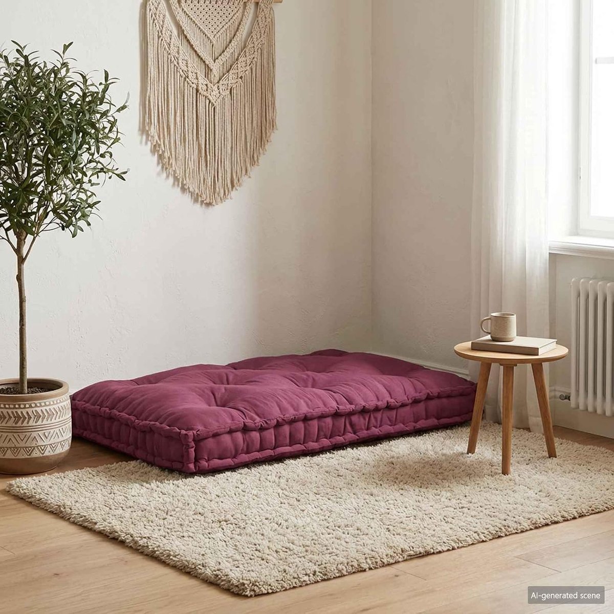 Kussen kastanjebruin 120 x 80 x 12 cm, ademend schuimkussen voor palletmeubels, modulair design voor binnen en buiten, zachte stoffen bekleding