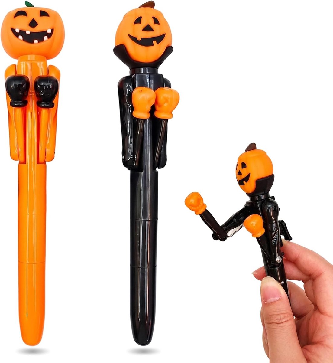 2 stuks Halloween-bindstiften, Halloween-pompoenstiften, blauwe inkt, ideaal voor kantoor, school en dagelijks gebruik