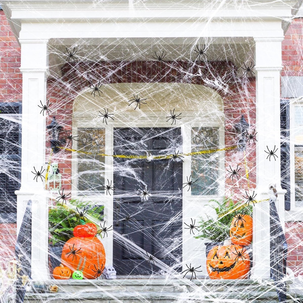 Halloween decoratieset 200 g rekbaar spinnenweb decoratie met 40 kunstmatige spinnen voor outdoor tuin griezelig indoor spookhuis horror party decoratie