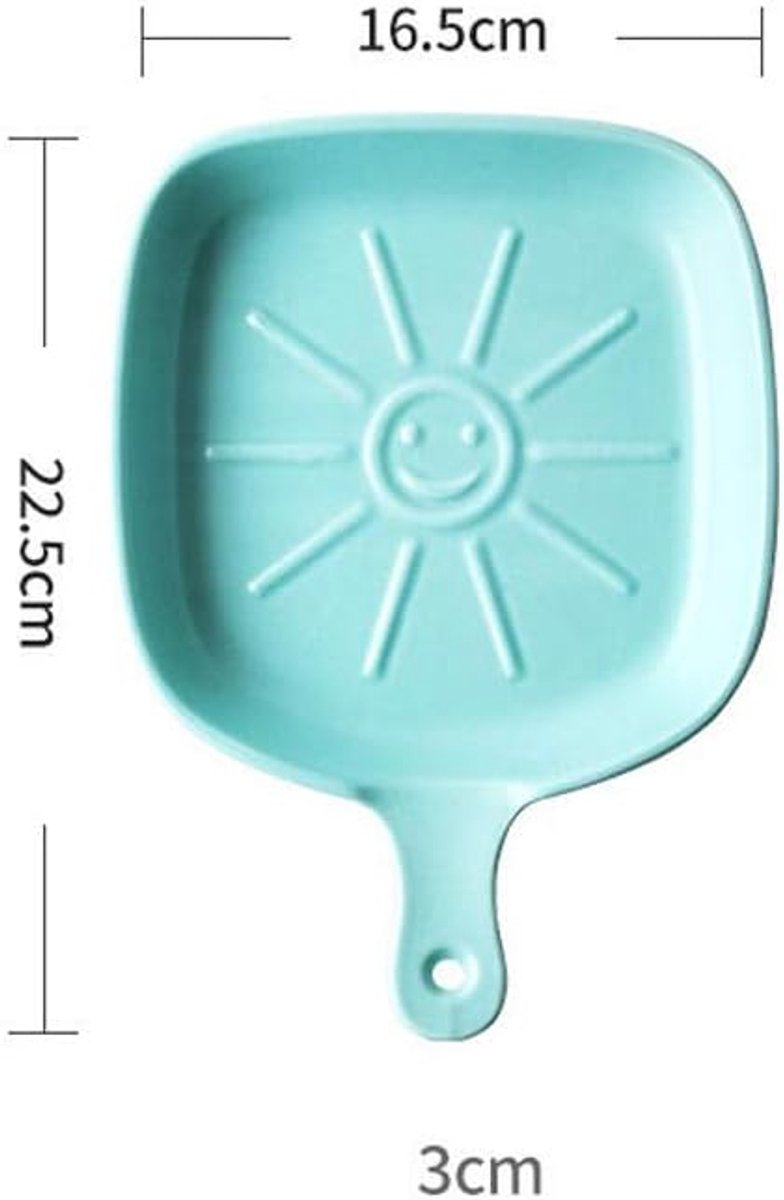 Keramische gebakken rijstkom met handvat, oven en magnetron-blauwe Smiley*2