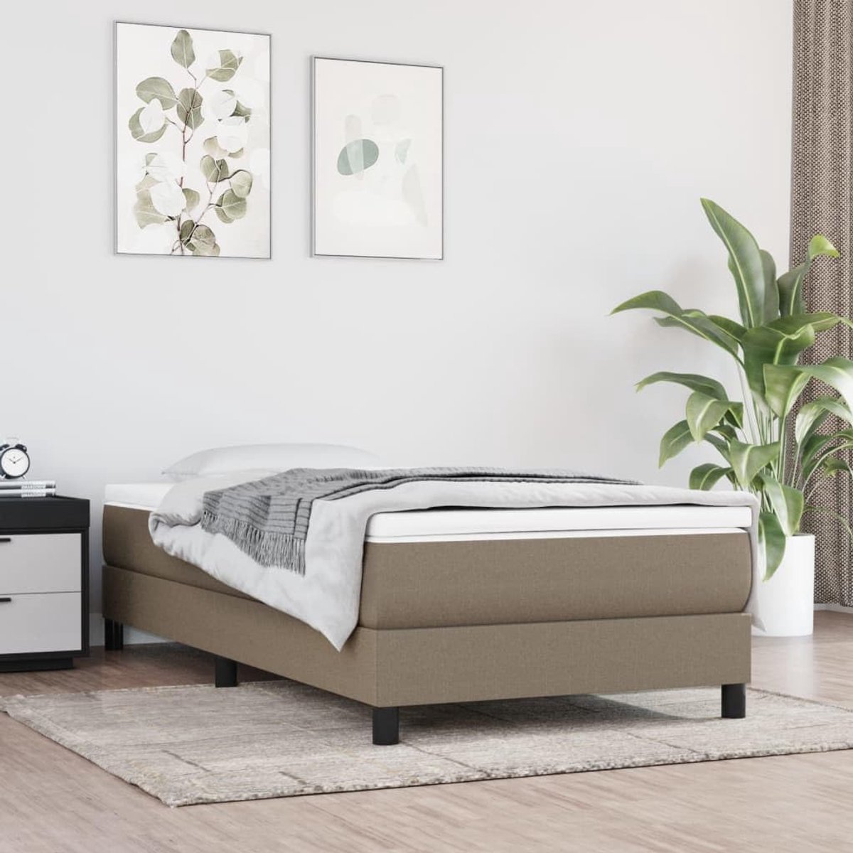 Ademend boxspringbed pocketvering taupe 90x190 cm