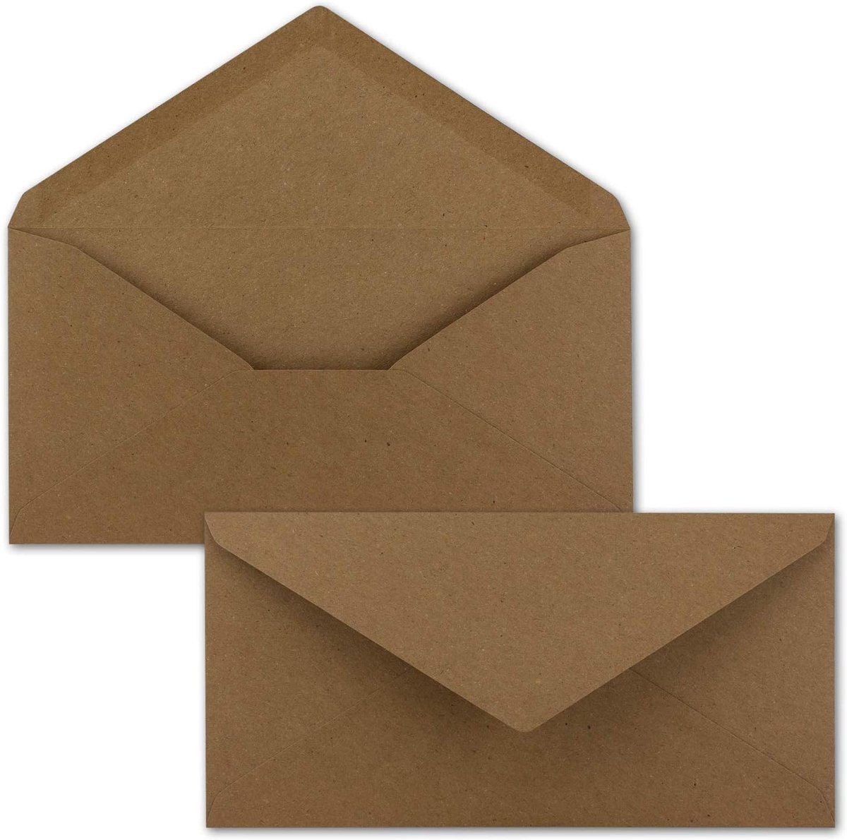 50 x kraftpapier, DIN lang, bruin, nat plakken, 11 x 22 cm, 120 g/m² puntklep, vintage enveloppen, van NEUSER PAPIER