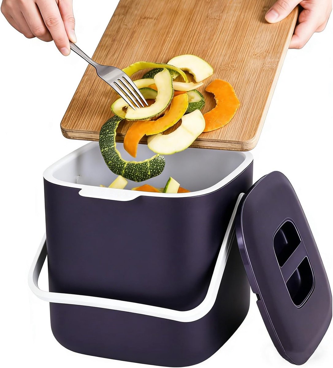 Compostbak voor keuken (paars)