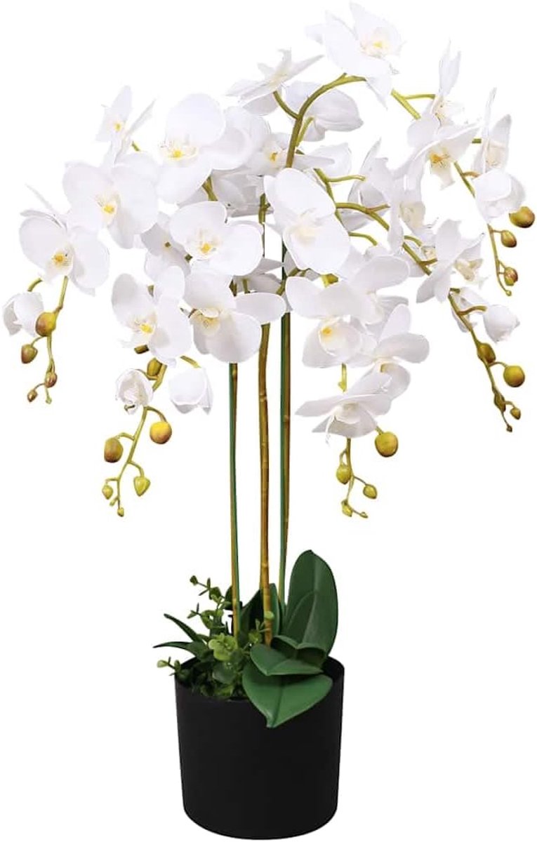 Kunstorchidee, 75 cm, met witte pot