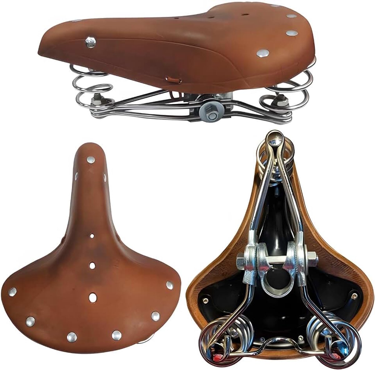 Leren zadel retro zadel fietszadel Hollandfiets geveerd