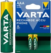 Varta AAA Oplaadbare Batterijen - 800mAh - 2 stuks