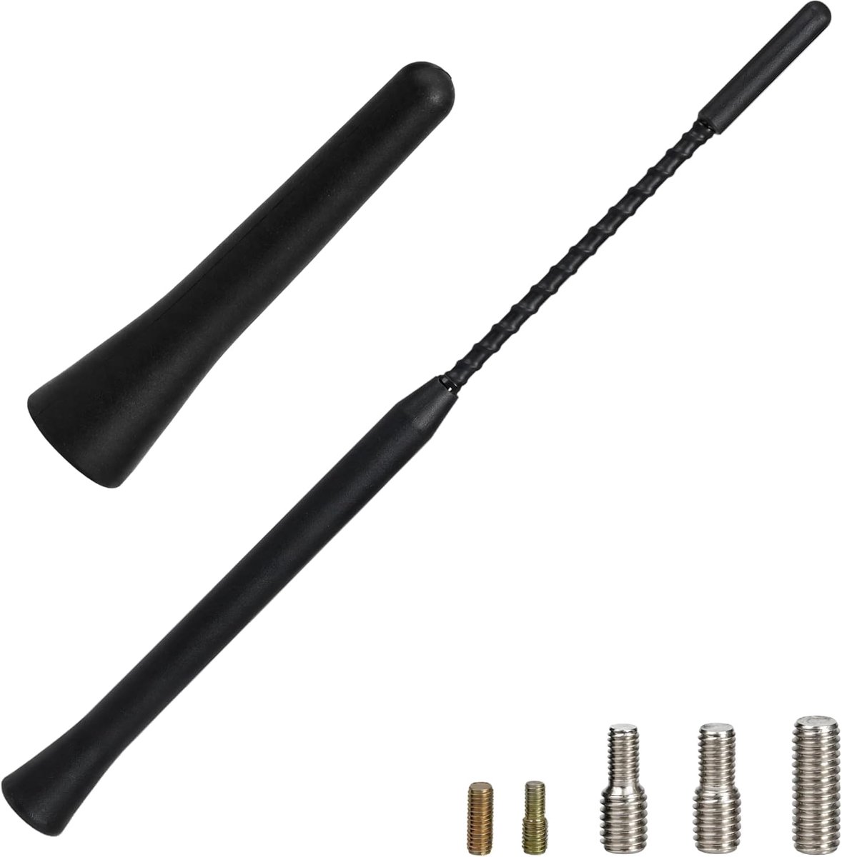 2 stuks Korte Autoantenne, Universele Autoradio-Antenne 6,5 cm & 22 cm, Dakantenne met M4 M5 M6 Adapters, FM AM DAB Antenne voor Auto, Compatibel met VW Polo