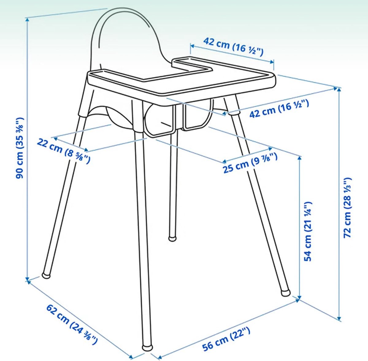 Hoge Kinderstoel met Afneembaar Dienblad – Stapelbaar, Demonteerbaar en Veilig – Stalen Poten – Compatibel met Ikea Antilop – Voor Thuis en Horeca – foto 5
