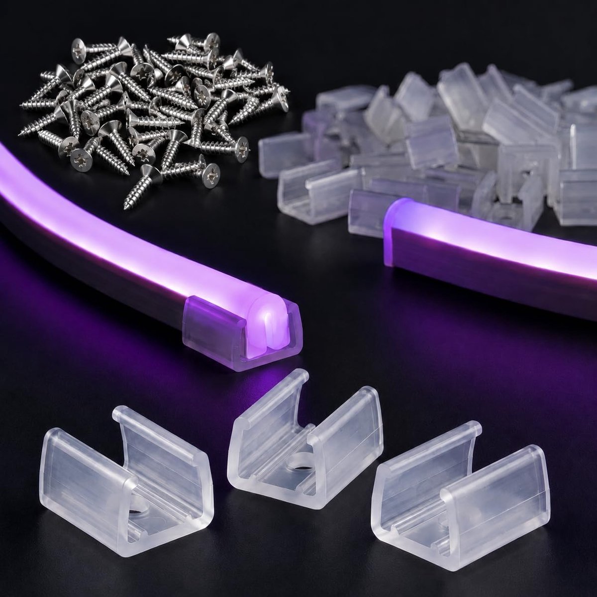 Ledstrips, flexibel, 12-18 mm, 30 stuks, bevestigingsklemmen met schroeven voor binnenmontage