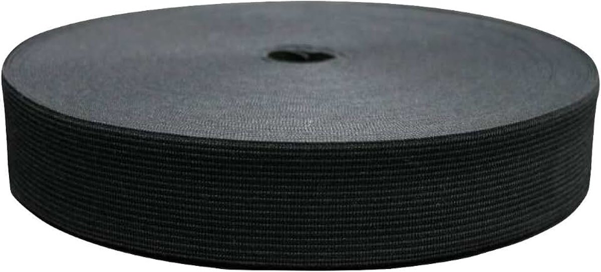 25 Meter rubberen band, 40 mm, zwart