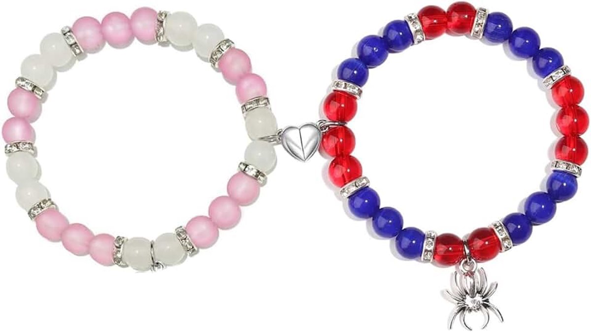2 stuks, magnetische matching armbanden voor koppels, relatie-armbanden, beste vrienden, cadeau voor Valentijnsdag, jubileum, kitten en spin