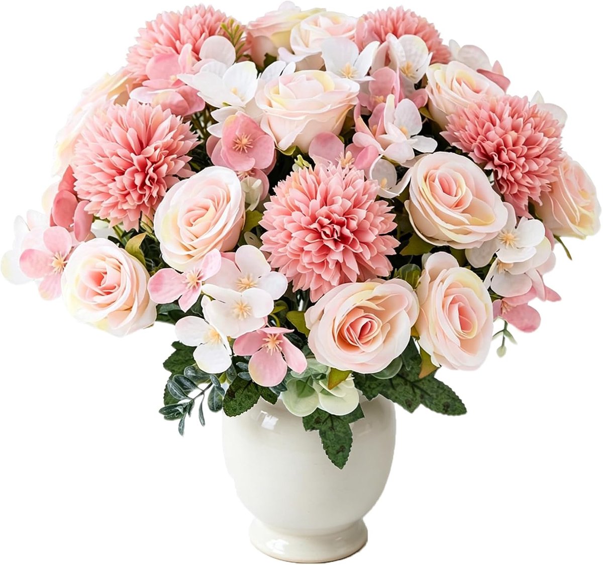 Kunstbloemen, roze en chrysant, boeket kunstplanten, geschikt voor bruiloften, feesten, huis-, keuken- en tuindecoraties