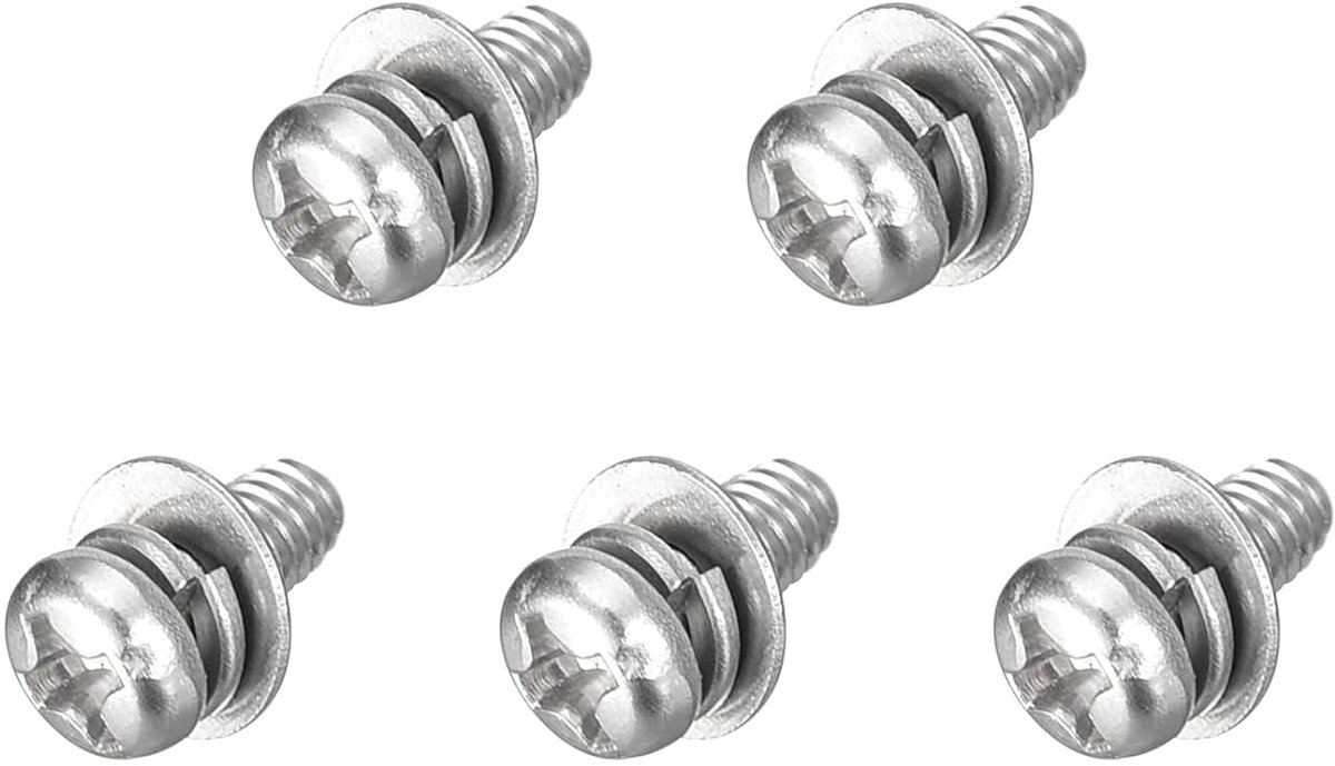 M3 x 5 mm 304 roestvrij staal Phillips Pan Head machineschroeven bouten gecombineerd met veerring en sluitringen 5 stuks