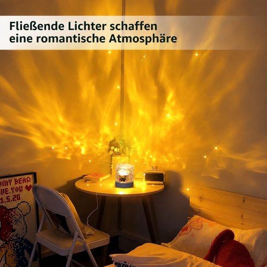 VHV - Water rimpel nachtlampje - 16 licht kleuren - Met afstandsbediening - Zacht voor de ogen - Oplaadbaar water golf lamp voor kinderen - Romantische sfeer lamp - lamp oceaan van VHV — afbeelding 4