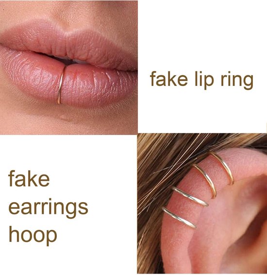 neuspiercing, fake wenkbrauwpiercing, fake lippiercing, labret-piercing, fake slangenbeten, fake piercing, neus met 100 stuks stickers, non-piercing, lichaamssieraad — afbeelding 4