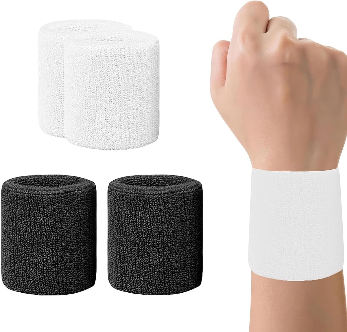 Polsbanden voor dames en heren, fitnessarm, zweetband, sport, zweetband, armband, zacht katoen, voor handbal, voetbal, tennis