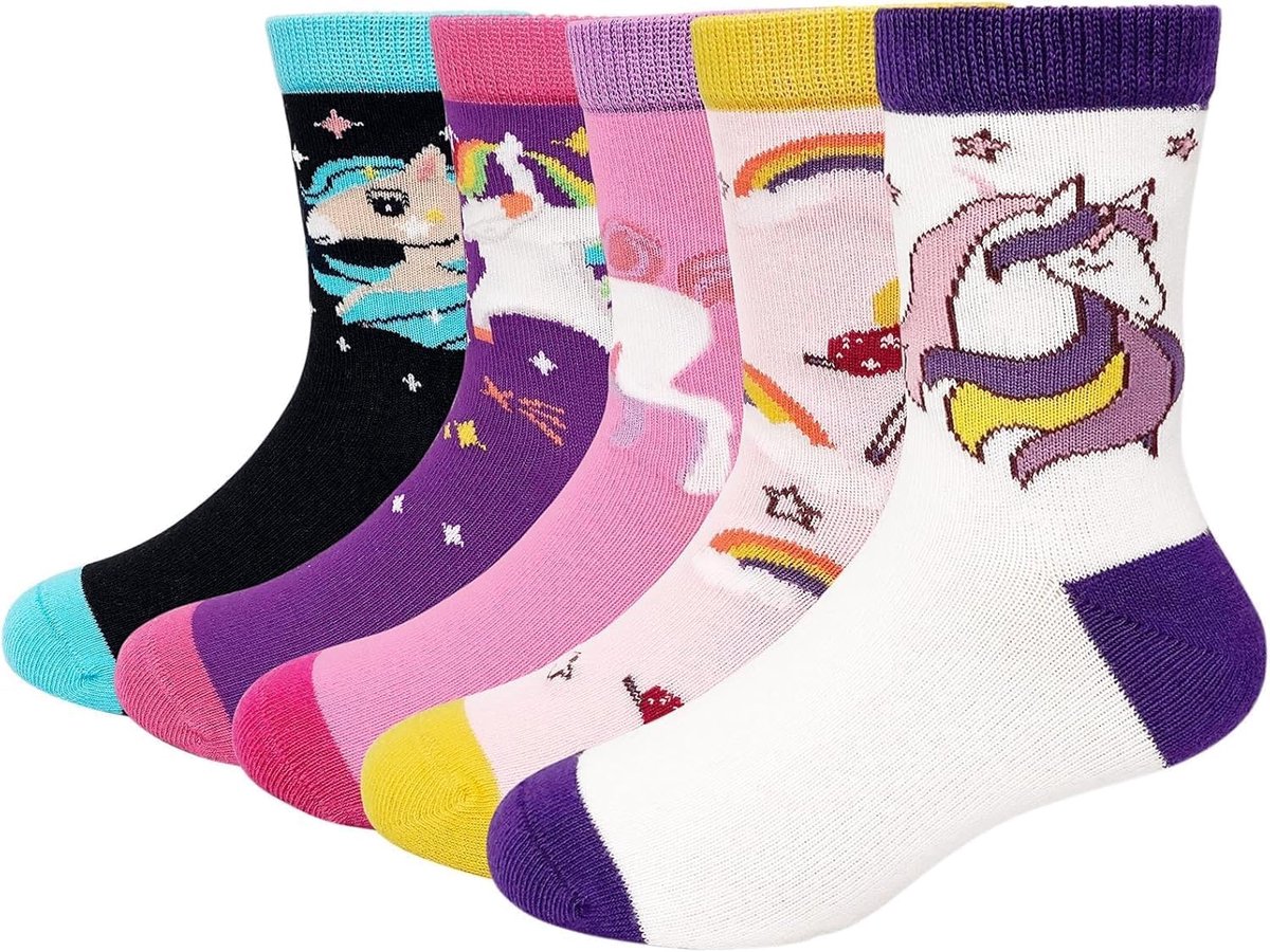 Sokken voor meisjes van katoen: korte sokken met kattenprint, kittens, cartoon, strepen, fantasia, 5 paar, 2-11 jaar, maten 23-26, 27-30, 31-34