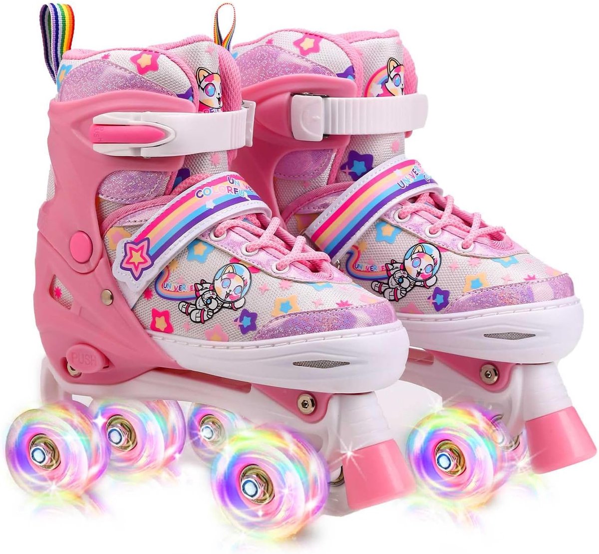 Rolschaatsen voor kinderen, verstelbaar, 4 wielen met verlichte wielen, 4 maten, verstelbaar, voor jongens, meisjes, kinderen, beginners