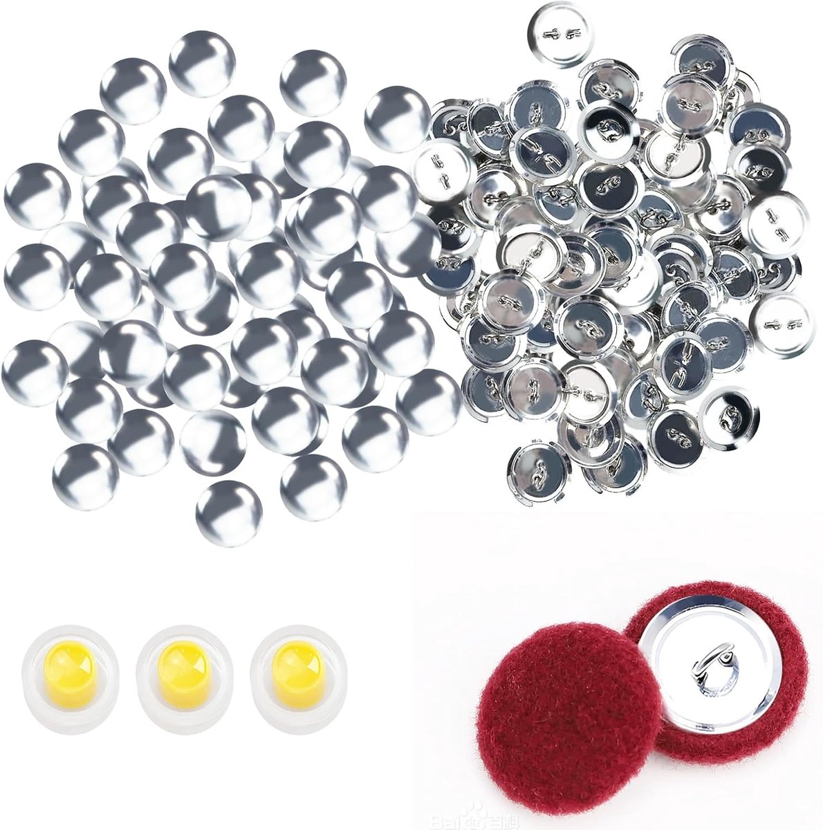 Knopen, platte knopen, ronde knopensets, stoffen tasknopen, knoopsets voor hoeden, shirts, rugzakken, doe-het-zelfbenodigdheden (18 mm)