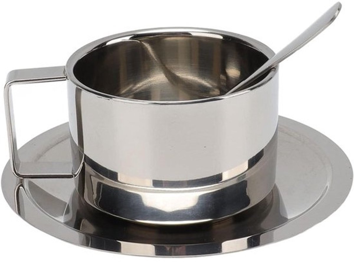 Koffiekopjes Set - Geïsoleerde Mokken - Warme Dranken - Dubbelwandige Isolatie - 200ML - Zilver
