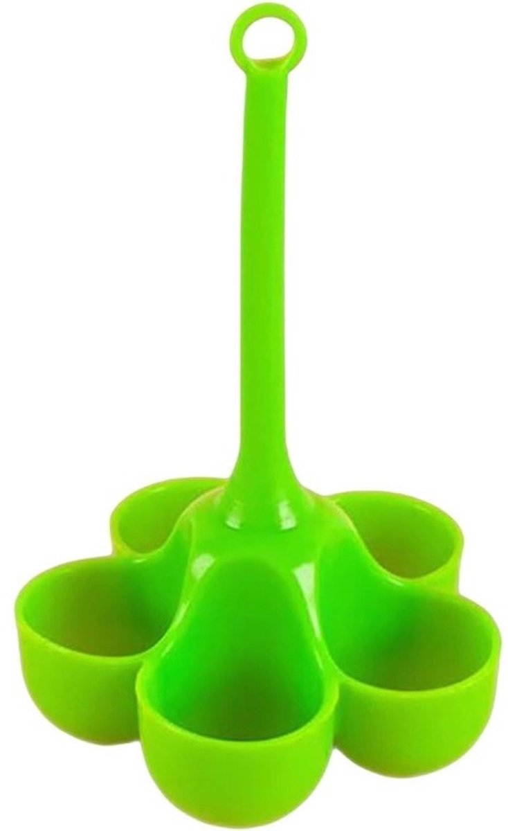 Siliconen Eierkoker - Eierhouder Stomer - Ontbijt Bereiden - Met 5 Gaten - 18.7 x 12 x 11.6 cm - Groen