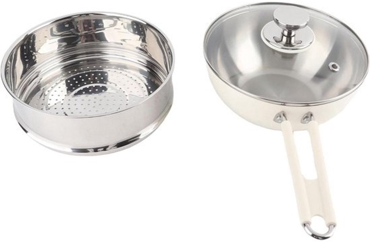 Steel Pan - Kookpan Stoommand - Maaltijden Bereiden - Anti-aanbaklaag - 316 Staal - Zilver