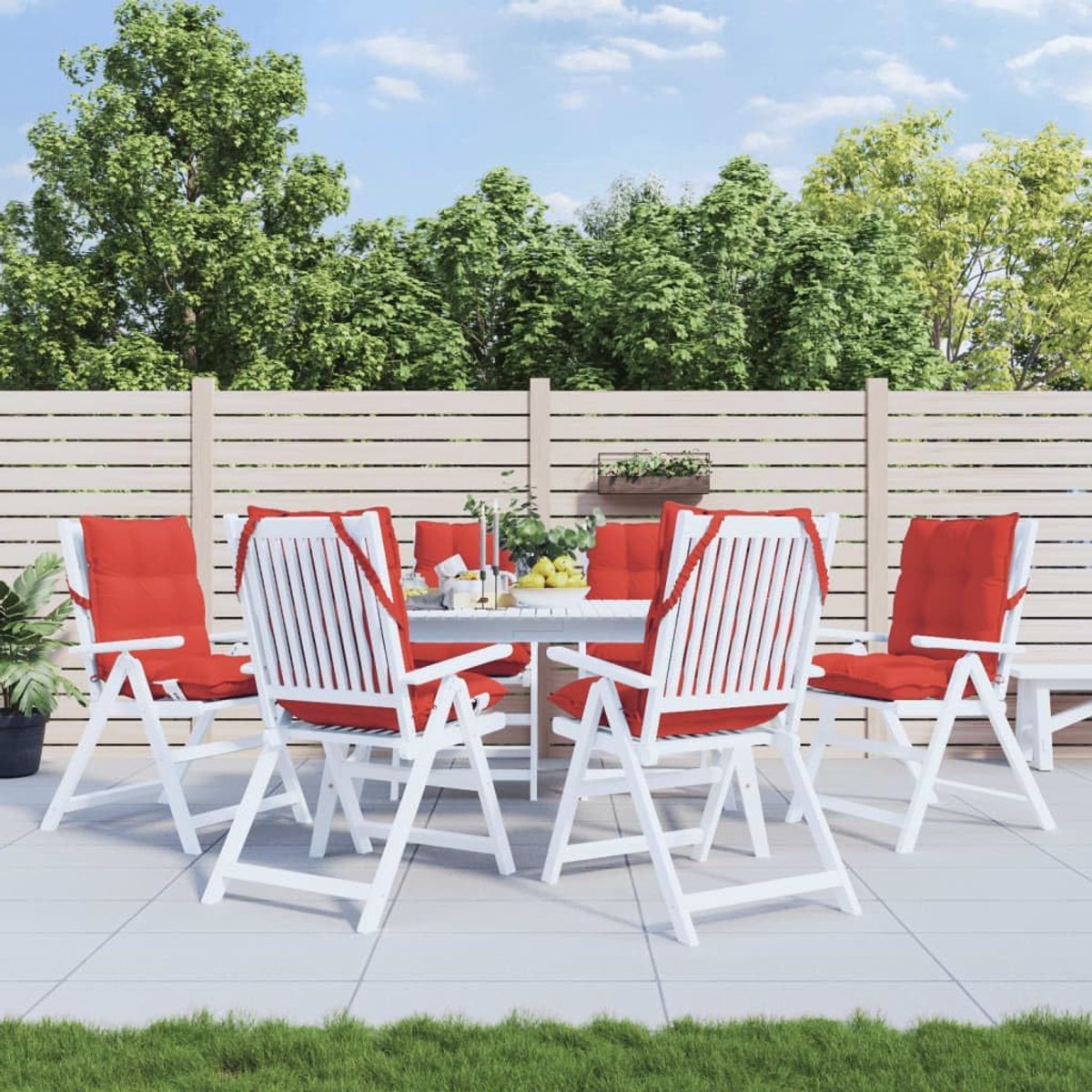 Rugleuning kussens 6 stuks rood Oxford-stof outdoor kussen waterafstotend antislip voor tuinmeubelen zitkussens kruk bekleding