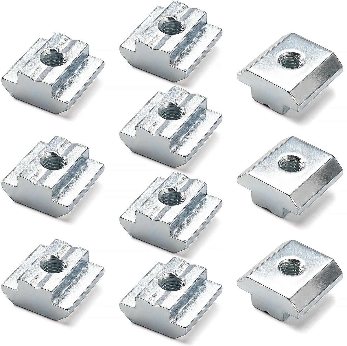10 Stuks 45-Serie M6 T-Moeren Schuifmoeren, T-Sleuf Hamerkopmoer, voor 45-Serie Aluminium Profiel Extrusiesleuf 10mm